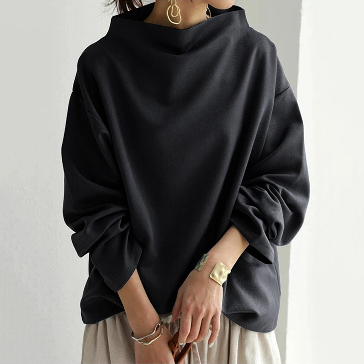 Harrow Margot high-neck soft knit top for women, featuring a cozy fit and smooth fabric in a stylish design.