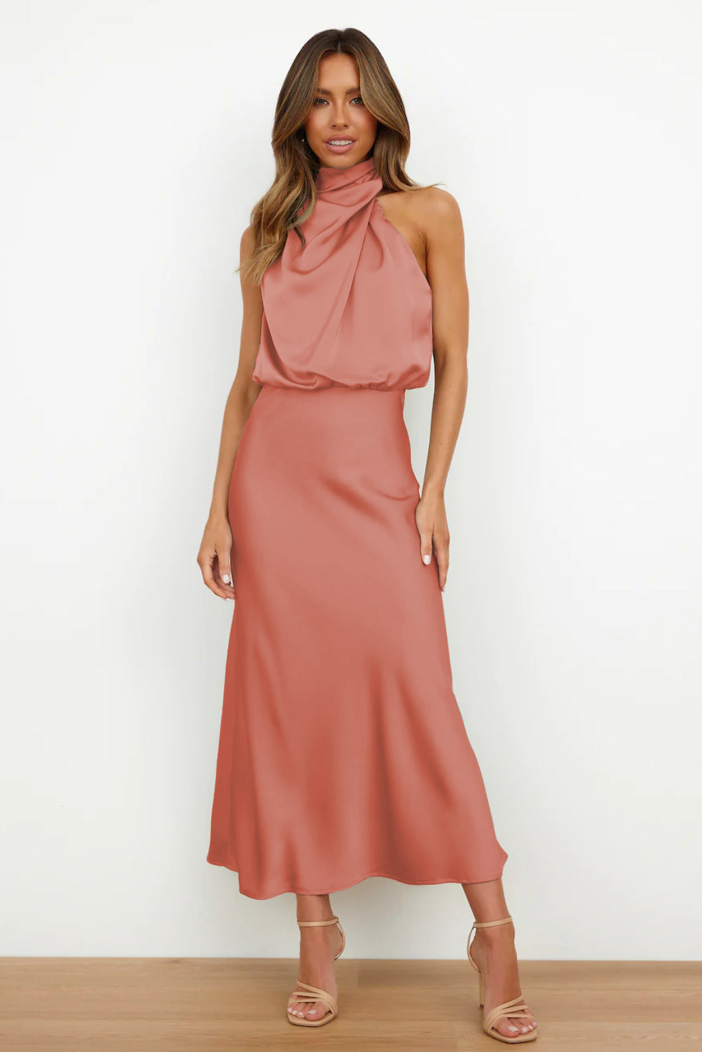 Harrow Mariana casual summer dress for women featuring an elegant halter neckline and lightweight fabric.