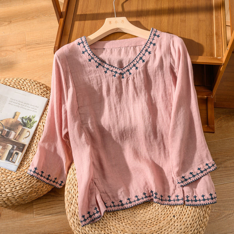 Mary printed casual V-neck blouse for women by Harrow, featuring a stylish summer design and lightweight fabric.