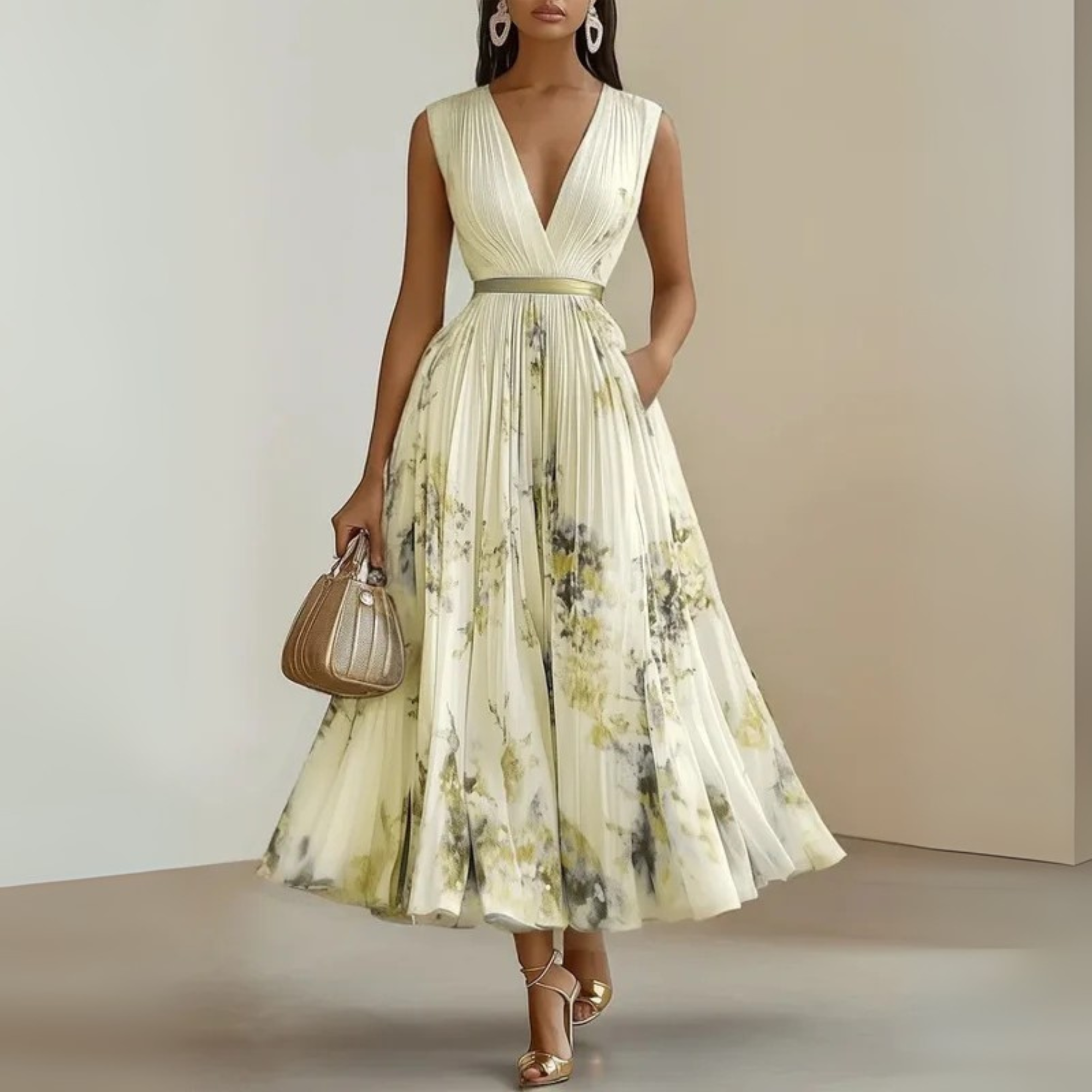 Flowy Maureen floral maxi dress for women by Harrow, sleeveless summer dress with elegant floral pattern and flowing fabric.
