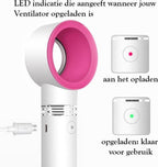 Portable Rechargeable Mini Handheld Fan Bladeless USB with 3 Speeds and Free Stand, Portable Desk Fan in Black White Green