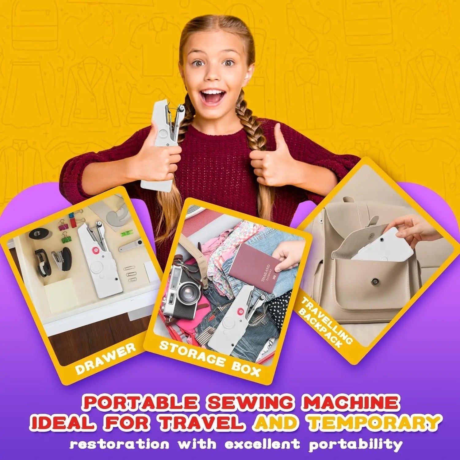 Stitchmatic Mini Portable Electric Sewing Machine Compact Lightweight for Home and Travel