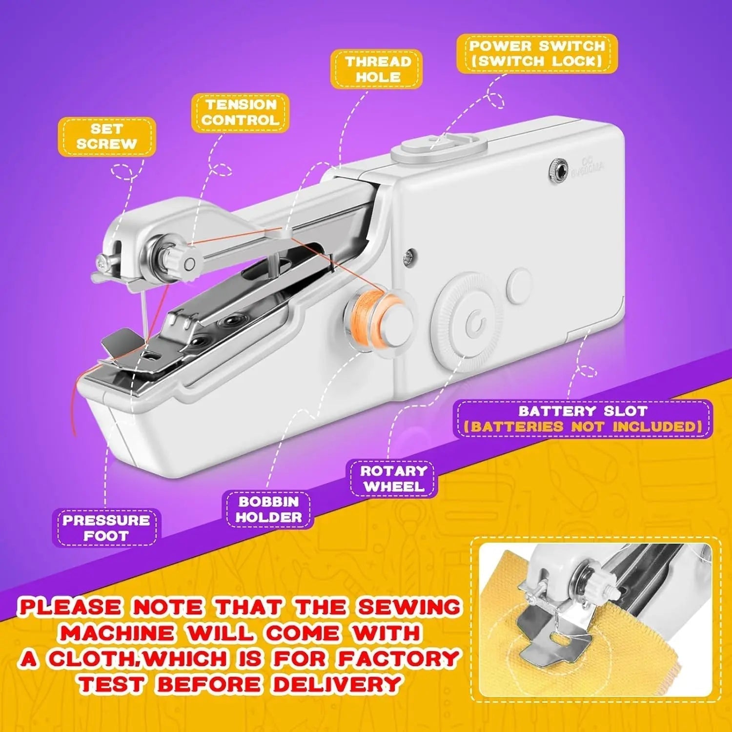 Stitchmatic Mini Portable Electric Sewing Machine Compact Lightweight for Home and Travel