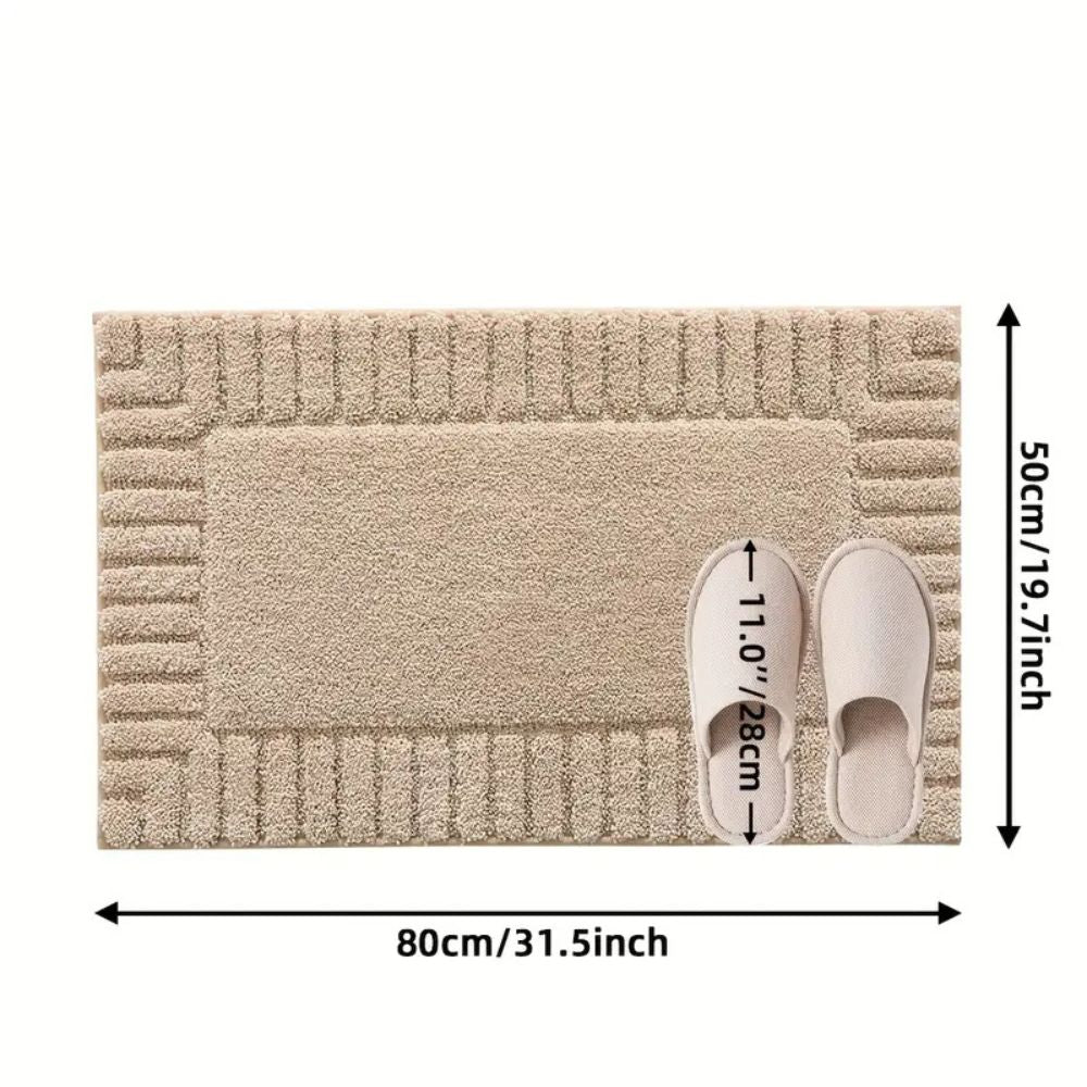 Minimalist Stripe Bath Mat Soft Flocking Microfiber Non-Slip Quick-Dry Rug 16x23.5 or 20x31.5 Inches