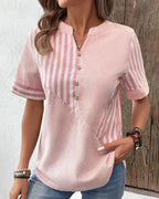 Harrow Monroe striped casual blouse for women, soft lightweight fabric, featuring a relaxed fit and summer-ready design.