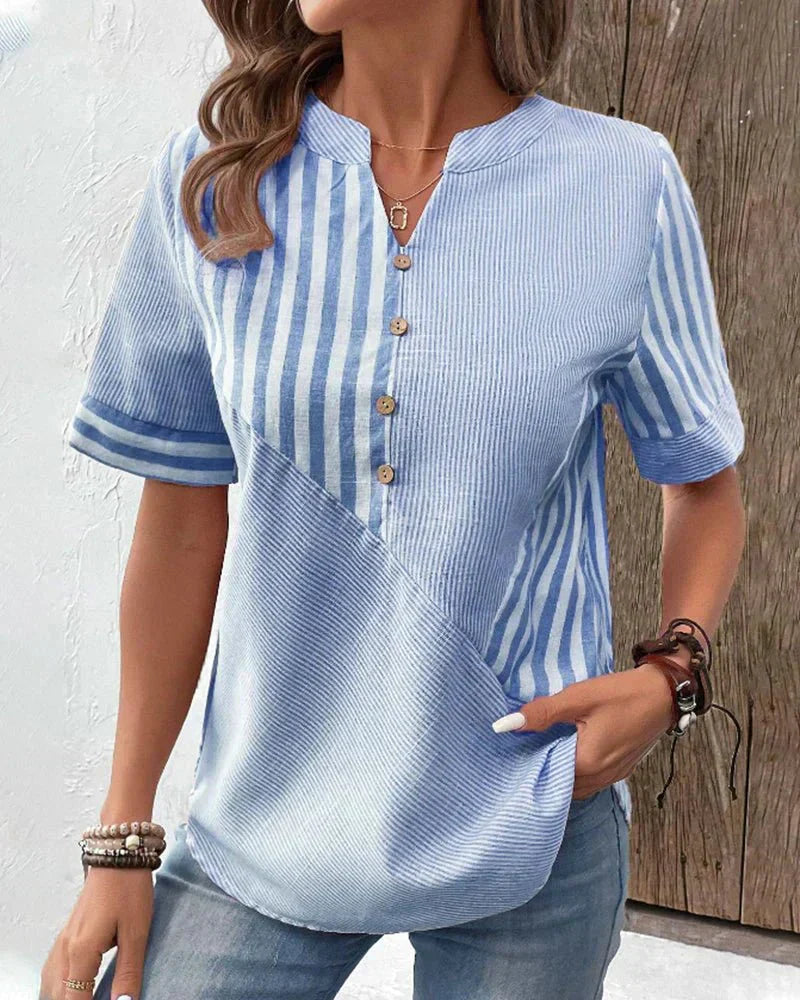 Harrow Monroe striped casual blouse for women, lightweight summer top with soft fabric and stylish striped pattern.