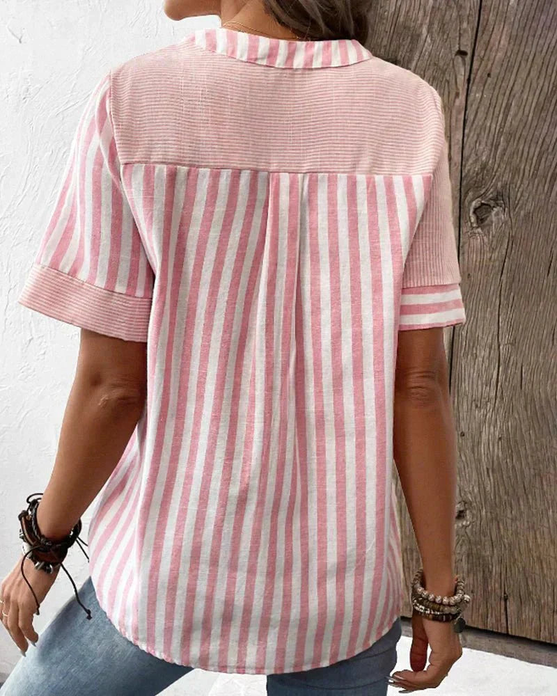 Harrow Monroe striped casual blouse for women, soft fabric with a relaxed fit, perfect for summer wear.
