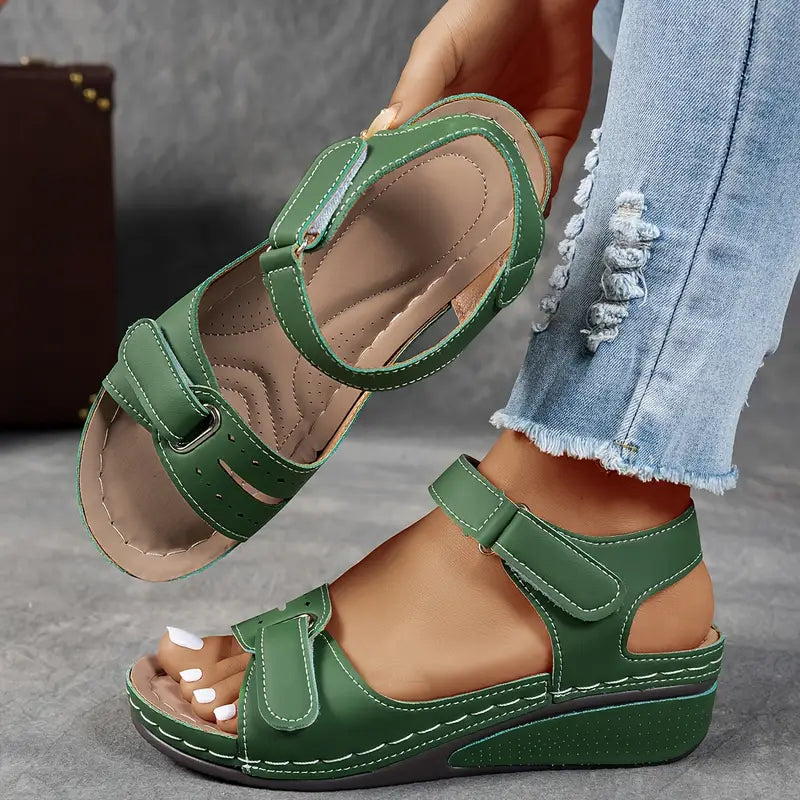 Harrow Nina cushioned wedge sandals for women, featuring comfortable summer footwear with stylish straps and a supportive wedge heel.