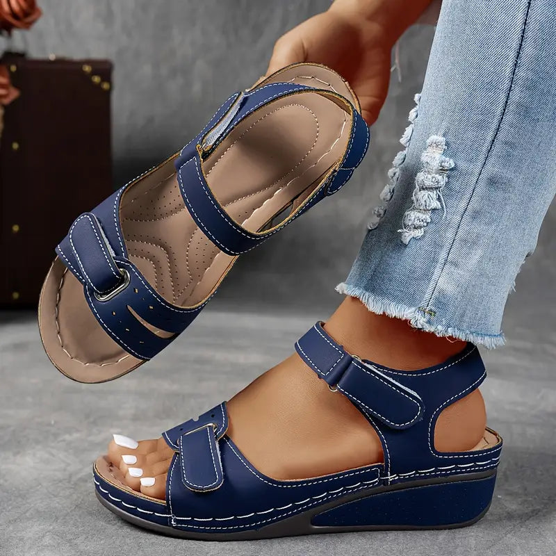 Harrow Nina cushioned wedge sandals for women, featuring comfortable summer footwear with stylish design and supportive soles.
