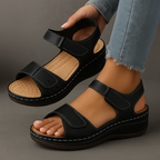 Harrow Nina cushioned wedge sandals for women, summer footwear with comfortable straps and stylish design.