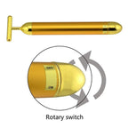 Facial T-Bar Gold Massager Vibrating Skin Roller for Face and Neck with Geranium Plated Metal