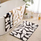 Zyphire Non-Slip Bath Mat Soft Microfiber Leaf Pattern 50x80 cm Plush Thick