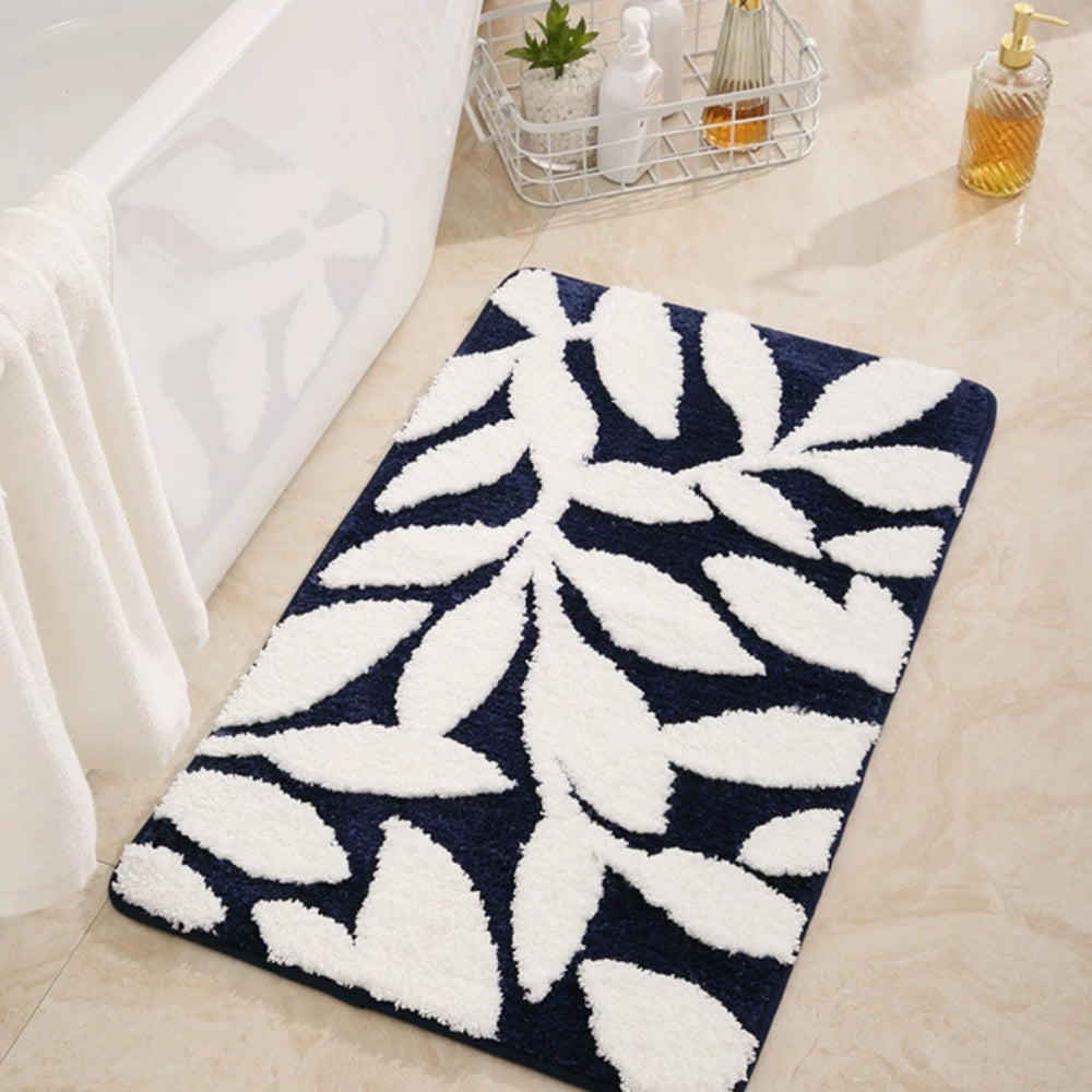 Zyphire Non-Slip Bath Mat Soft Microfiber Leaf Pattern 50x80 cm Plush Thick
