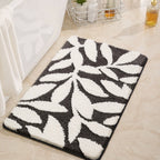 Zyphire Non-Slip Bath Mat Soft Microfiber Leaf Pattern 50x80 cm Plush Thick