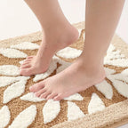 Zyphire Non-Slip Bath Mat Soft Microfiber Leaf Pattern 50x80 cm Plush Thick