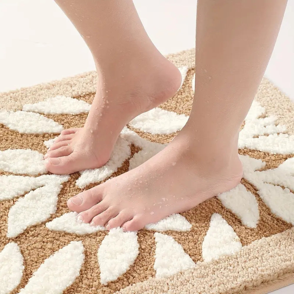 Zyphire Non-Slip Bath Mat Soft Microfiber Leaf Pattern 50x80 cm Plush Thick
