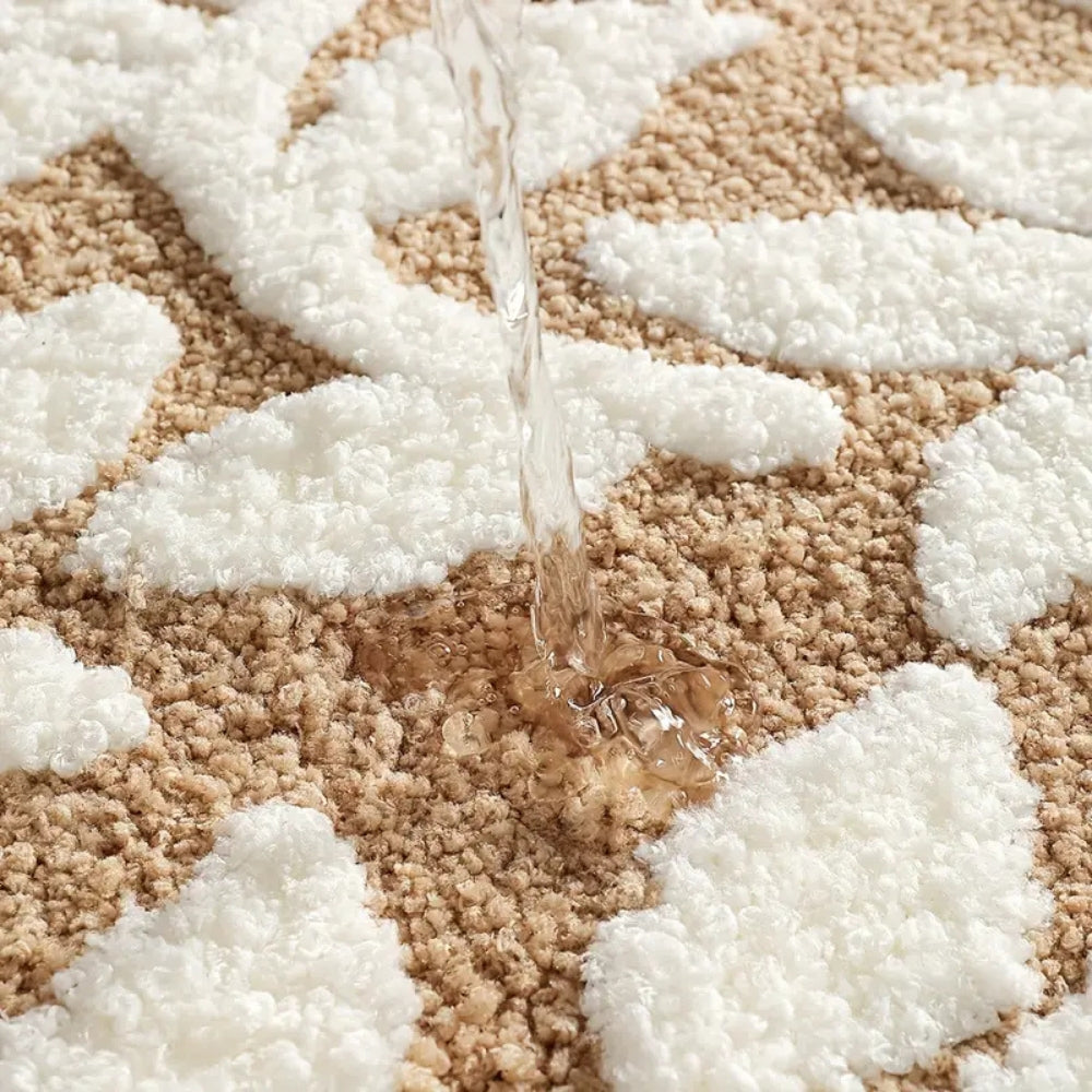 Zyphire Non-Slip Bath Mat Soft Microfiber Leaf Pattern 50x80 cm Plush Thick