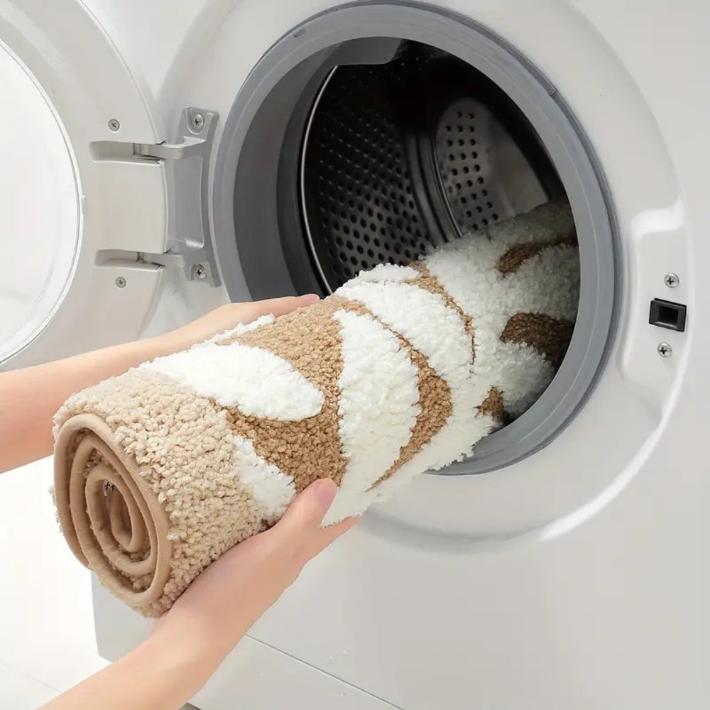 Zyphire Non-Slip Bath Mat Soft Microfiber Leaf Pattern 50x80 cm Plush Thick