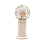 Portable Hand Fan Ladies Floral Design Rechargeable Battery Operated Quiet