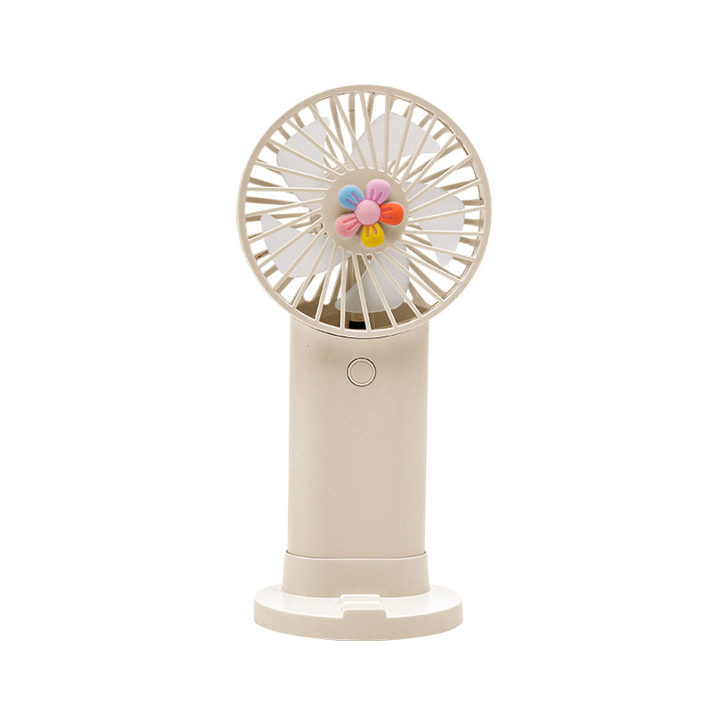 Portable Hand Fan Ladies Floral Design Rechargeable Battery Operated Quiet