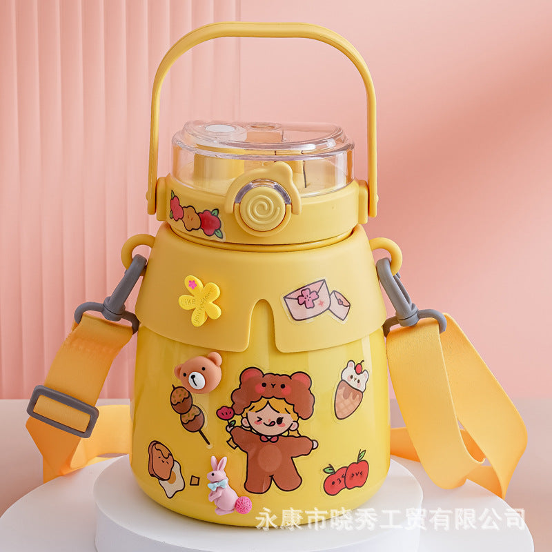 Women’s Colorful BPA-Free Leak-Proof Water Bottle with Carry Handle and Adjustable Strap