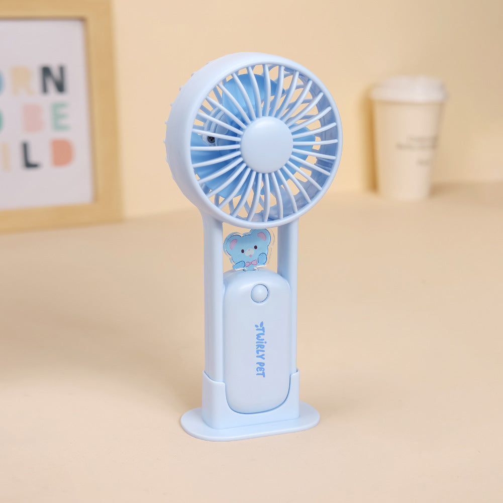 Handheld Fan Cute Cartoon Design Rechargeable Portable Quiet Operation