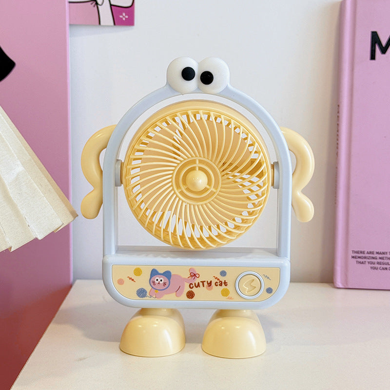 Portable Mini Fan USB Rechargeable Cute Character Design Compact Quiet Operation