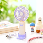 USB Rechargeable Mini Handheld Fan with Adjustable Tilt Head and Removable Stand