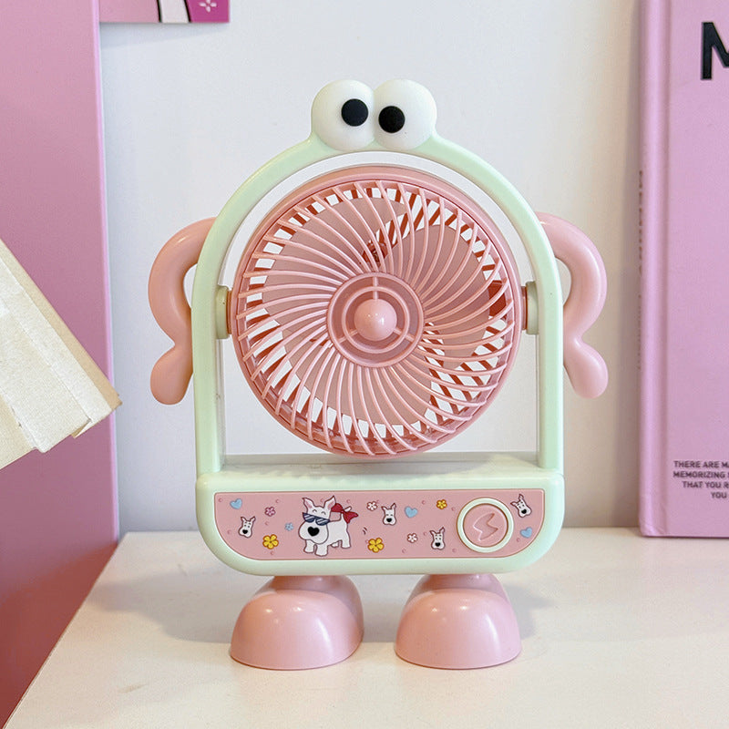 Portable Mini Fan USB Rechargeable Cute Character Design Compact Quiet Operation