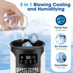 Personal Evaporative Tower Cooler USB Powered Compact Quiet Desk Fan with Refillable Cooling Packs