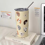 Insulated Stainless Steel Mug with Funny Animal Design Leak-Proof Lid Ergonomic Handle