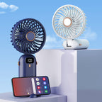 Portable Mini Fan Battery Operated Compact with LED Display and Multiple Speeds