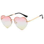 Women’s Heart-Shaped Sunglasses with Mirrored Lenses and Metal Frame UV Protection