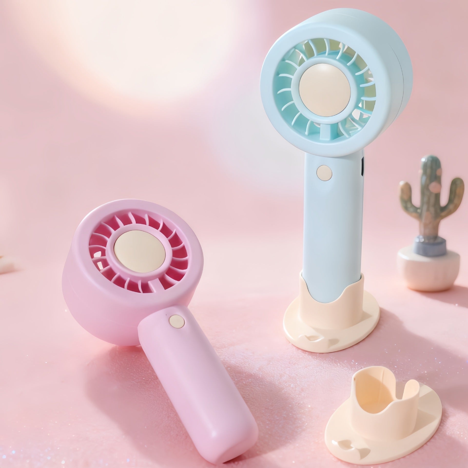 Women Portable Mini Fan with LED Light USB Rechargeable Compact Handheld Fan