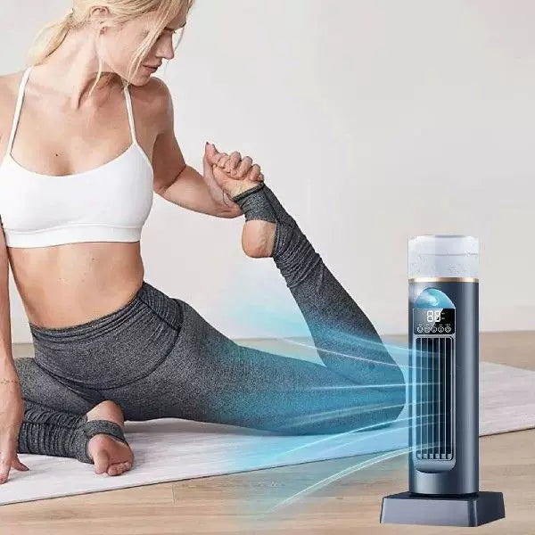 Personal Evaporative Air Cooler USB Powered Compact Vertical Tower with Digital Display and Adjustable Louvers