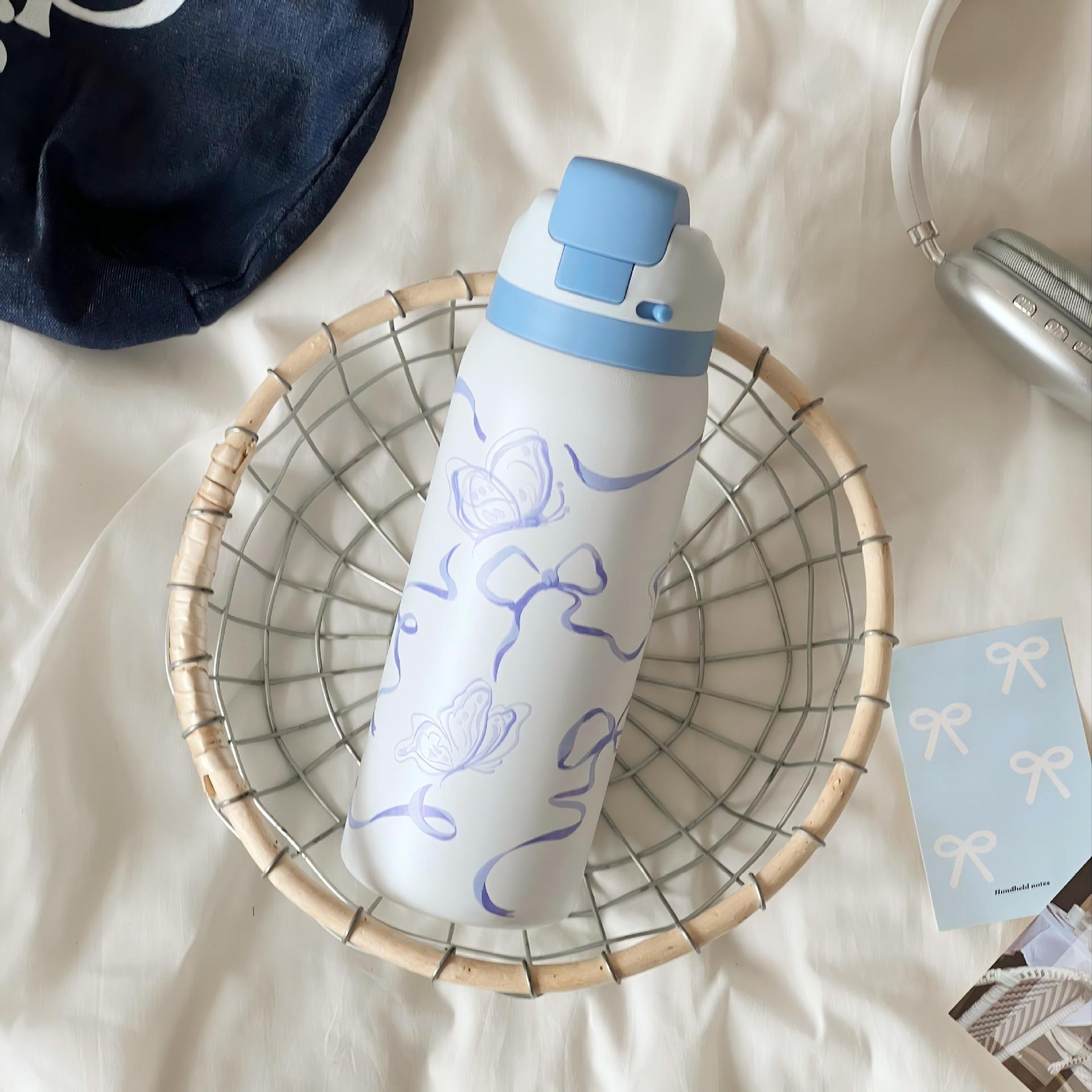 Insulated Water Bottle Double-Walled Leak-Proof Floral Design BPA-Free for Women
