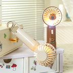 Portable USB Hand Fan with LED Light and Clip Rechargeable Mini Fan