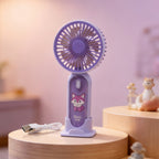 Portable USB Rechargeable Handheld Fan with Cute Rabbit Design Lightweight Personal Cooling Fan