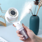 Portable Mini Fan USB Rechargeable Adjustable Speed Mist Spray Handheld