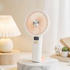 Portable USB Hand Fan Rechargeable with Digital LED Display Multi-Speed Control
