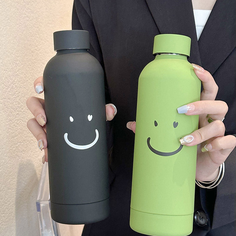 Women's Insulated Water Bottle BPA-Free Smiley Design Hot Cold Thermos Durable