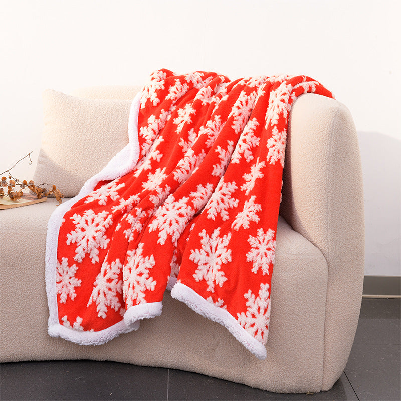 Brehn Comfort Blanket Soft Warm Cozy Red White Festive Snowflake Pattern