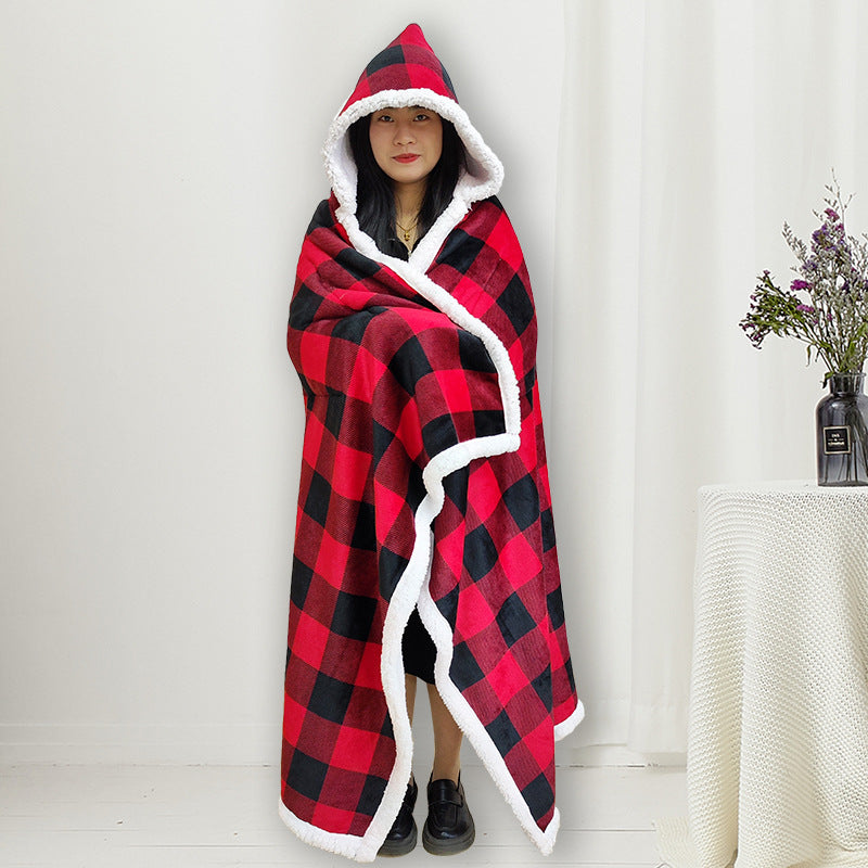 Women's Hooded Blanket Soft Warm Fleece Cozy Oversized Wrap