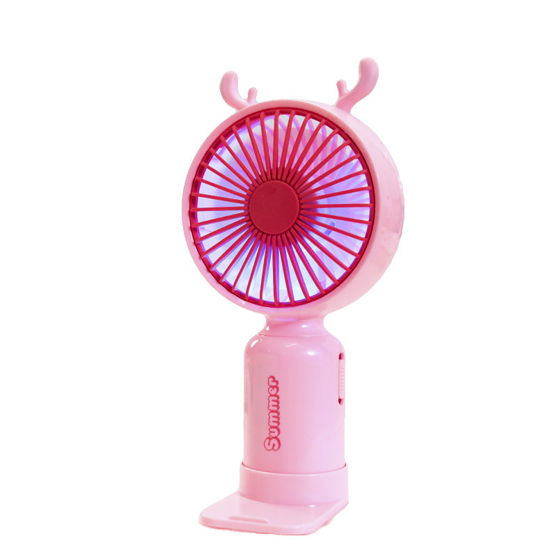 Portable USB Mini Fan with Folding Stand and LED Night Light Quiet Desk Fan