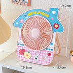 Portable Table Fan Compact Quiet Operation Adjustable Speeds Long Battery Life Cute Design for Women