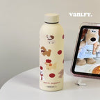 Insulated Stainless Steel Water Bottle for Women with Dog Motif Leak-Proof Screw Cap