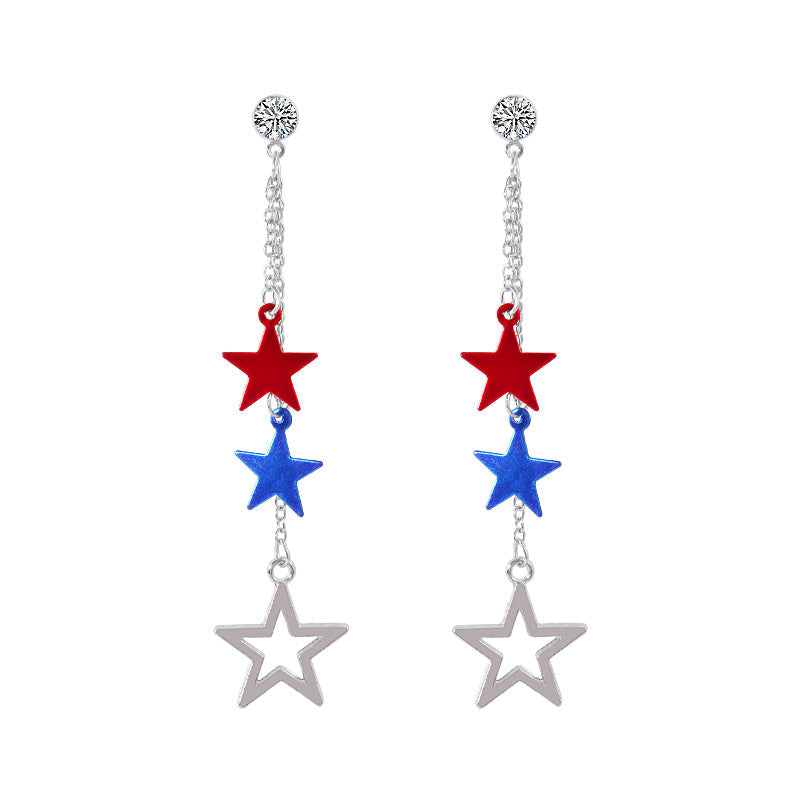 Women's Lightweight Star Earrings Enamel Flag Design Fishhook Closure Zinc Alloy
