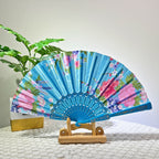Ladies Folding Fan Floral Design Lightweight Portable Handheld Fan