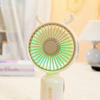 Portable USB Mini Fan with Folding Stand and LED Night Light Quiet Desk Fan