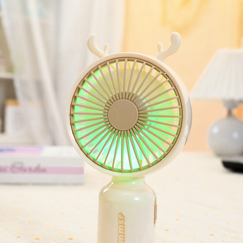 Portable USB Mini Fan with Folding Stand and LED Night Light Quiet Desk Fan